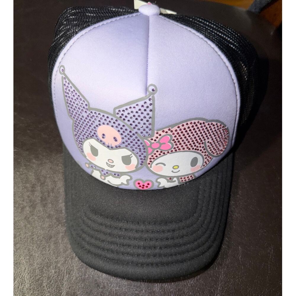 COCEPT ONE KUROMI AND  MY MELODY RHINESTONE TRUCKER  BASEBALL CAP HAT NWT